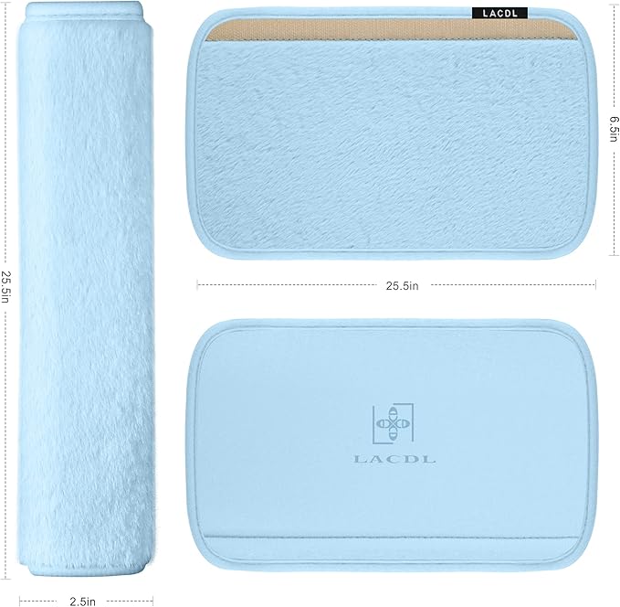 LACDL Extra Long Seatbelt Cover Super Soft Furry for Adults Kids Women & Men, Thick Plush Full Car Seat Belt Strap Cushion, Fluffy Shoulder Pad Protector, Auto Interior Accessories, 1pc, Blue, 25.5in