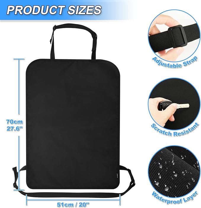 Heavy Duty Kick Mats Back Seat Protectors for Kids, X-Large Durable Car Back Seat Cover, Waterproof Sag Proof Kick Mats Back Seat Protector for Vehicles Protect from Dirt, Mud & Scratches, X-Large