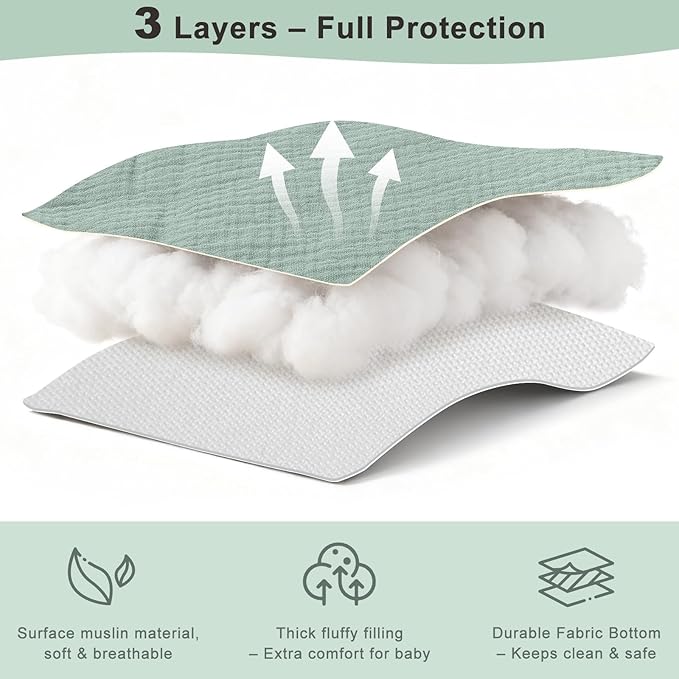Muslin Shopping Cart Cover for Baby Soft & Breathable High Chair Covers for Restaurant Seat Grocery Cart Cover with Storage Pocket Machine Washable for Infant Toddler Boy Girl, Sage Green