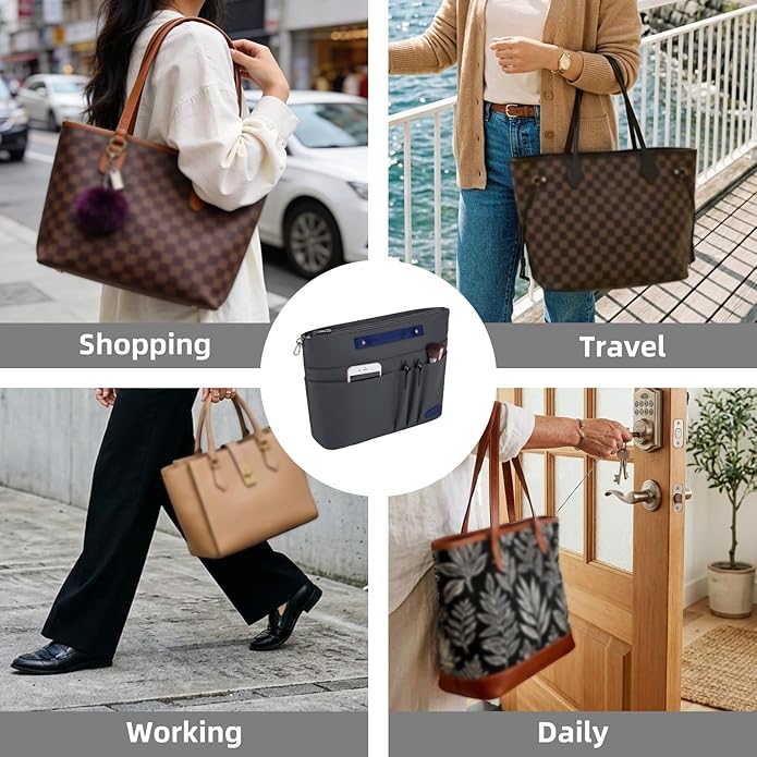 VANCORE Purse Organizer Insert for Handbags,Tote Bag Organizer Insert with Zipper Bag,Premium Handbag Organizer Inside Liner for Women