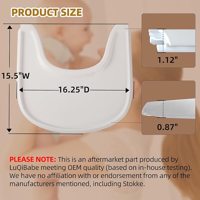Baby High Chair Tray Compatible with Stokke Tripp Trapp Chair (V2 and Beyond) with Smooth Surface and Strong Suction Power Made of Food-Safe Plastic (BPA BPS BPF Lead Phthalate Free) - White