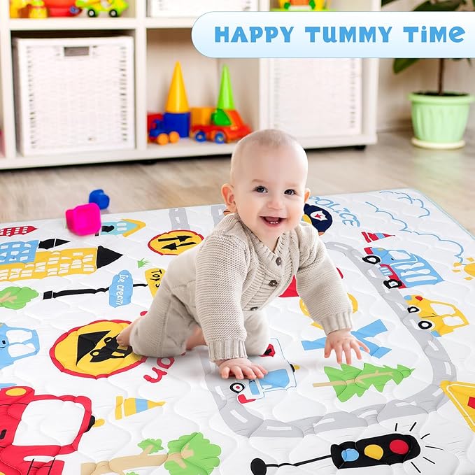 Baby Play Mat for Floor 59 * 71 inch, Extra Thick Soft Cushioning Foam Mat for Kids, Non Slip & Washable Crawling Mat for Toddler, Padded Play Mat for Baby Tummy Time