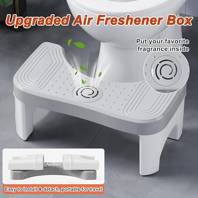 Toilet Stool Squat, Portable Foot Poop Stool for Bathroom Adults, 7 Inch Pooping Stool Toilet Leg Stand Raiser, Non-Slip Potty Step Bench for Feet, Banco para Baño, Beige
