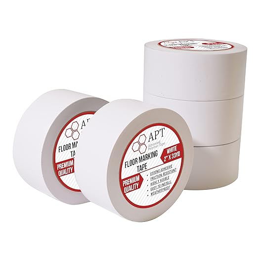APT, Multi Color Marking Tape, Premium Safety Marking and Dance Floor Splicing Tape, 6 mil Thick (White, 5 Roll)