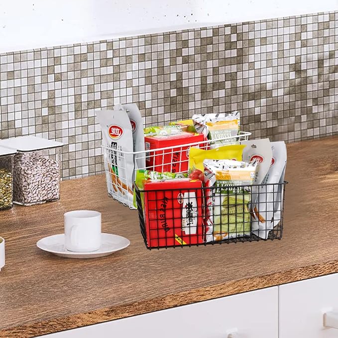 Bedside Hanging Wire Basket for Storage Bedside Caddy Hanging Organizer Bunk Bed Bedside Shelf Holder Pocket for College Dorm Room Baby Bed Rails (White/Large)