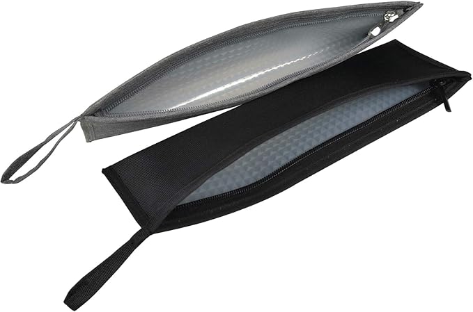 Aosbos Reusable Straws Carrying Case (2-PACK, 11.8 IN, Black&Grey) Stainless Steel Straws Pouch Metal Straws Bag Silicone Straws Case Chopsticks Case Travel Utensil Sets Carrying Case Cutlery Pouch