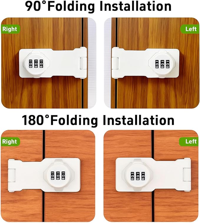 Keyless Combination Lock, Code Zinc Alloy Door Latch, 3-Digit Combination Lock, Twist Knob Hasp Latch Lock, Cabinet Locks with Combination, Easy DIY Installation (White)