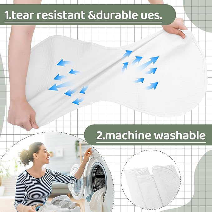 Hahafelt 3 Pcs Changing Pad Liners Fits in Peanut Shape Changing Pad Waterproof Diaper Mats Organic Cotton Peanut Mats are Warm on a Baby's Back, Washable Reusable(Simple Style,White)