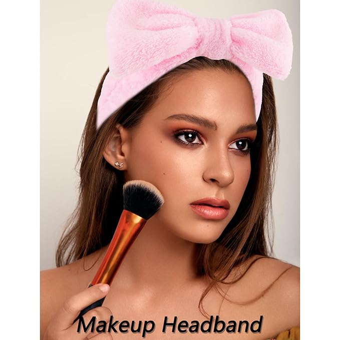 VELSCRUN Spa Headband, Makeup Face Wash Skincare Headbands, Bow Hair Band Party Favors for Washing Face, Stocking Stuffers For Women Teen Girls Christmas Gifts Hair Accessories Hot Pink