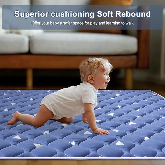 Baby Play Mat for Floor 71" X 59", Premium Thicken Foam One-Piece Crawling Mat, Extra Large Non-Slip Cushioned Activity Playmats for Babies, Toddlers, Infants, Play & Tummy Time