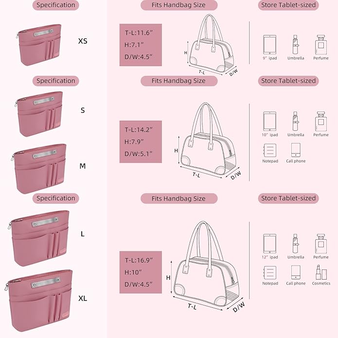 VANCORE Purse Organizer Insert for Handbags,Tote Bag Organizer Insert with Zipper Bag,Premium Handbag Organizer Inside Liner for Women