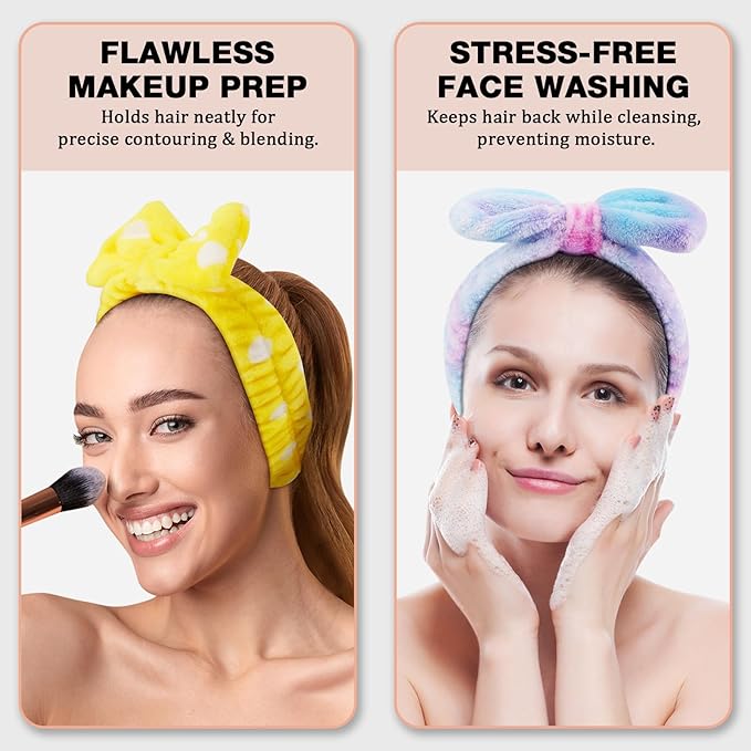 8pcs Spa Headband, Easter Basket Stuffers, Bulk Easter Mothers Day Gifts, Stocking Stuffers for Teen Girls Women, Skincare Makeup Face Wash Headband, Goodie Bags Gift Baskets Party Favors