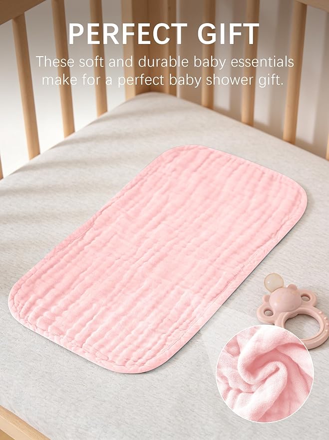 Lovely Care 12 Pack Muslin Burp Cloths 100% Cotton Muslin Cloths Large 20''x10'' Extra Soft and Absorbent Baby Burping Cloth - Blush and Terracotta