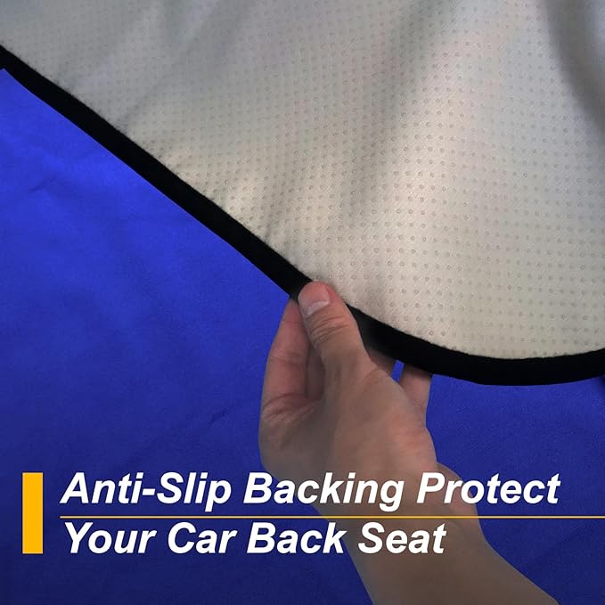 LoyaGour Back Seat Cover for Car Trucks Van SUV,Waterproof Rear Bench Towel Seat Covers for Dogs and Kids,Automotive Backseat Protector (Blue)