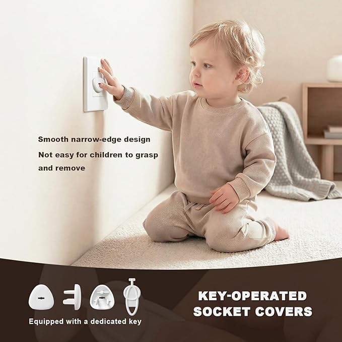 Hoxutym Baby Proofing Kit, 45 Pack Child Safety Pack – Cabinet & Drawer Locks, Corner Guards, Outlet Covers, Universal Safety Straps, Sliding Cabinet Locks, Door Stopper，Keep Your Child Safe at Home