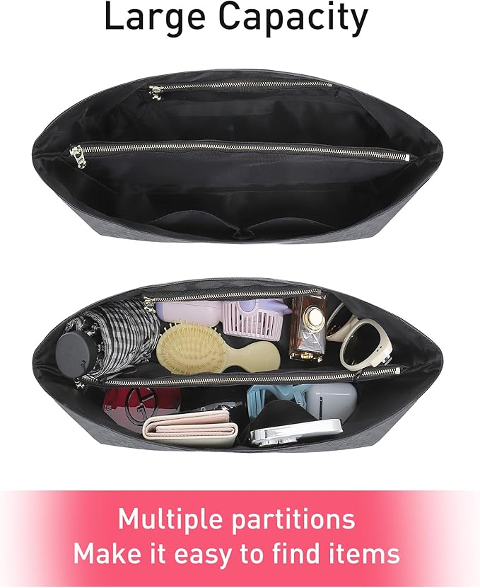 Doxo Purse Organizer Insert for Handbags Compatible with Speedy Neverfull PM City 30,Artois PM Tote bag(Medium,Black)