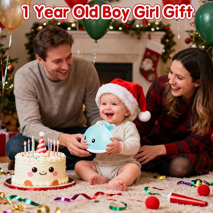 Baby Bath Toys, Toddler Bath Toys for Kids Ages 1-3, Valentines Day Gifts for Babies, 1 2 3 Year Boy Girl Gifts Baby Toy 6-12-18 Months Light Up Whale Bath Toy Sprinkler Bathtub Pool Water Toy