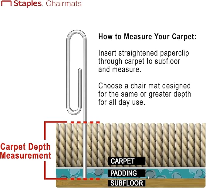 Staples Office Chair Mat, Clear Floor Mats with Lip, Medium-Pile Carpets, Extended Under-Desk Coverage, 45" x 53'' Inch, Smooth Glide