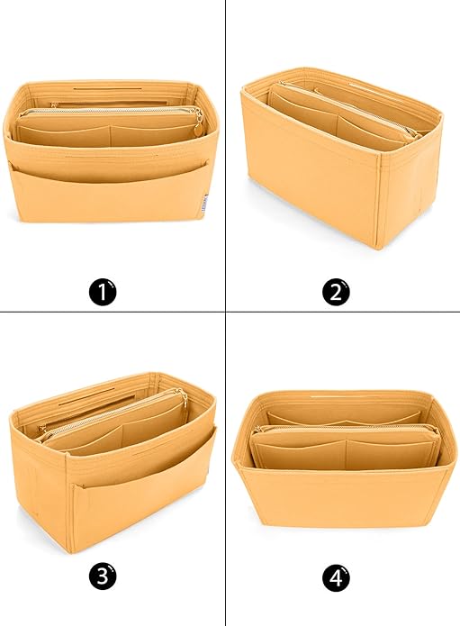 LEXSION Felt Purse Bag Organizer Insert with zipper Bag Tote Shaper Fit Speedy Neverful PM MM