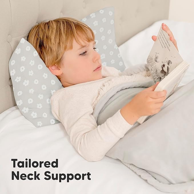 Toddler Pillow with Pillowcase - 13x18 My Little Dreamy Kids Travel Bed Pillows for Sleeping, Organic Cotton Small Pillowcase, Soft & Breathable, Machine Washable, Toddlers 2-5 years old (Meadow)