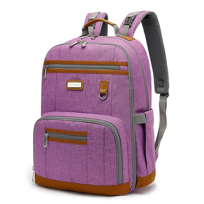 BILLITON MASHI Diaper Bag Backpack, Large Baby Nappy Bags with Portable Changing Pad for Boys and GirlsMultifunction Travel Baby Bag for Moms Dads, Shower Gifts Waterproof and Stylish，Purple