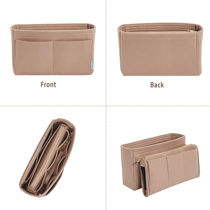 Vercord Felt Organizer Insert For Purse Handbag Tote Bag In Bag Inside Shaper Divider Neo Beige Slender Medium