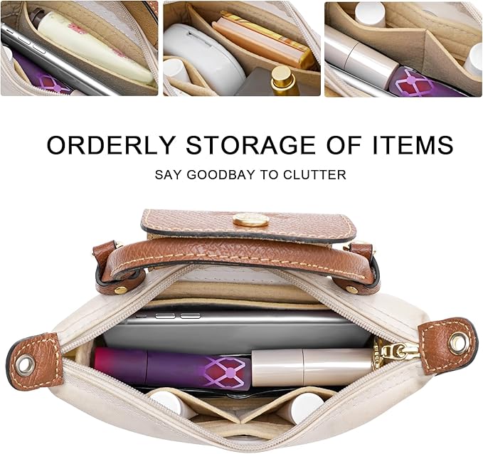 LOUKAYCCI Felt Mini Organizer Insert for Longchamp mini XS Bag,Purse Organizer Insert For Handbag