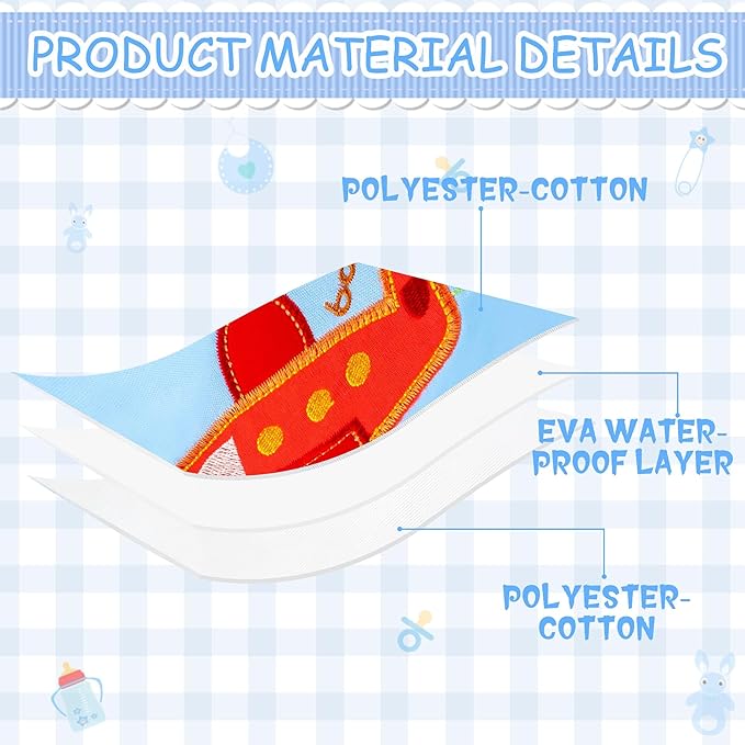 2ooya 7Pcs Cotton Waterproof Baby Bibs Hook Loop Closure Newborn Bib Keepsake Baby Gift for Drooling Feeding Eating