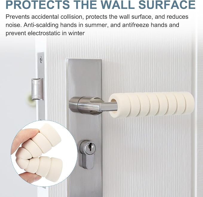 PATIKIL EVA Foam Door Handle Cover, 6 Pcs Anti-Collision Door Knob Spiral Covers Door Handles Protective Safety Cover Guard Sleeve for Bedrooms Bathrooms Offices Furniture, White
