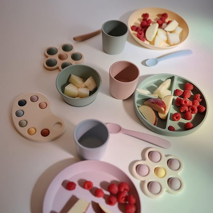 mushie Silicone Suction Bowl | BPA-Free Non-Slip Design (Tradewinds)