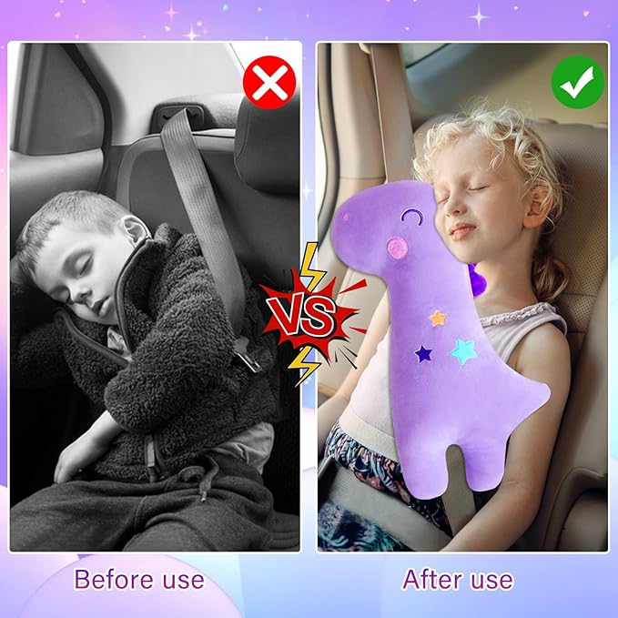 Premium Quality Soft and Fluffy Unicorn Seat Belt Pillow for Kids - Ergonomic Design for Safe and Comfortable Journeys in Cars, Machine Washable, Perfect for Long Travel, Throw Pillow, and Home Decor