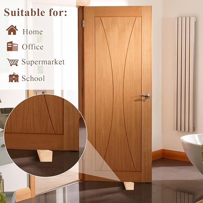 20 Pack Wooden Wedges for Chair Caning Supplies, Non Slip Wood Door Stopper, Triangle Wood Block for Chair Caning Door Stop, Large