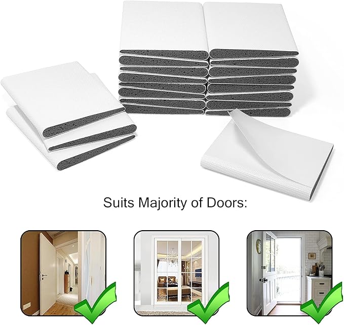 Door Corner Seal Exterior Door Frame Seal Wedge Draft Stopper with Adhesive 16 Pack, Black
