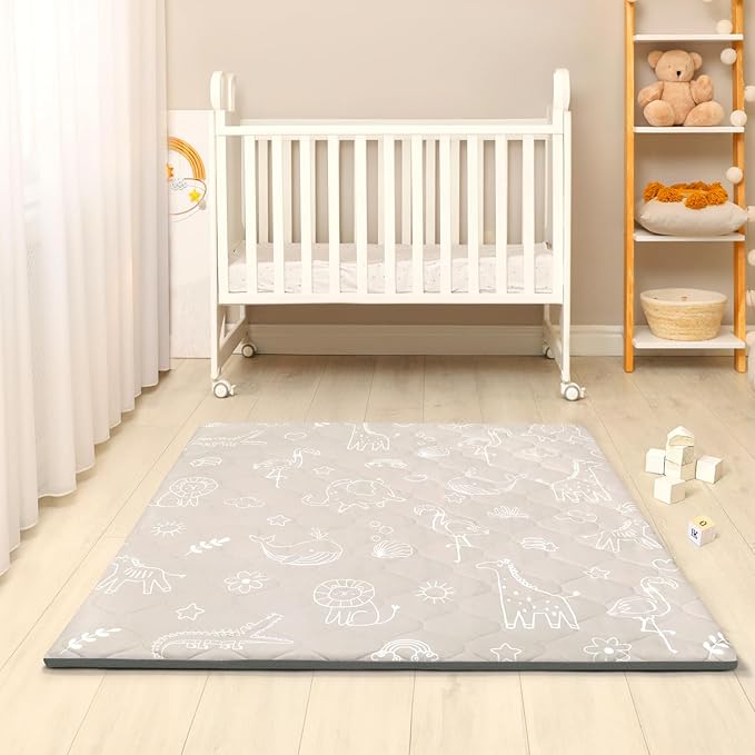 Baby Play Mat Toddler Playpen Mat 50 x 50 inch, Removable-Washable Cover,Extra Thick Foam Padding,Non-Slip Crawling Cushion for Infants, Toddlers & Babies Tummy Playing Time