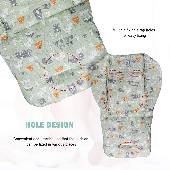 KRIZJUES Baby High Chair Cushion, Thick Pad for Wooden High Chair, Baby Dining Chair Liner Mat (Green Forest)