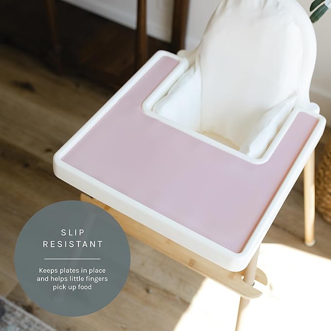Yeah Baby Goods Placemats Compatible with The IKEA Antilop Highchair (Dusty Rose) - Food-Grade Silicone Highchair Tray Mat – Easy to Clean, High Chair Accessory