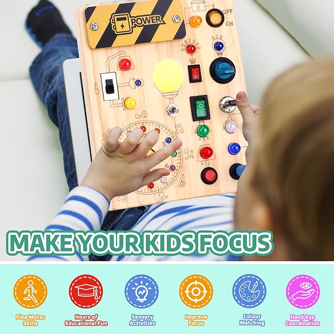Grarain Busy Board for Toddlers - Montessori Educational Toy for 1-3 Year Old Boys & Girls | Travel-Friendly Sensory Learning Activity | Ideal for Kids with Autism(Clocks Busy Board)
