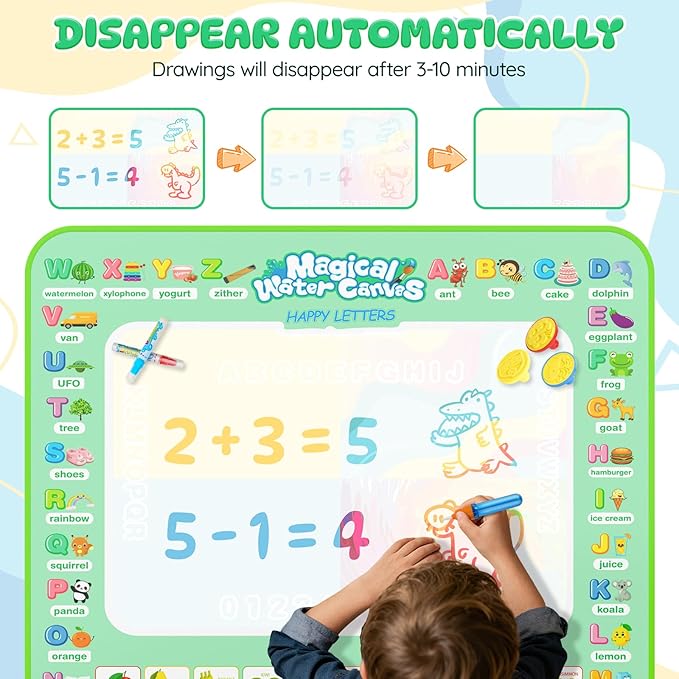 Water Doodle Mat 40 X 32 Iches Mess Free Coloring Magic Drawing Mat Toddlers Educational Kids Toys,Birthday Christmas Gifts for 3 4 5 6 7 8 Years Old Boys Girls