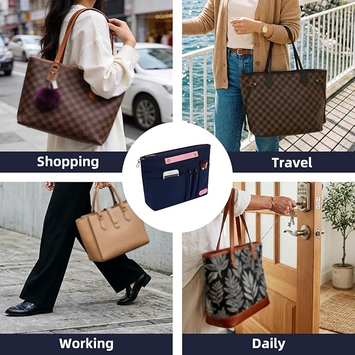 VANCORE Purse Organizer Insert for Handbags,Tote Bag Organizer Insert with Zipper Bag,Premium Handbag Organizer Inside Liner for Women