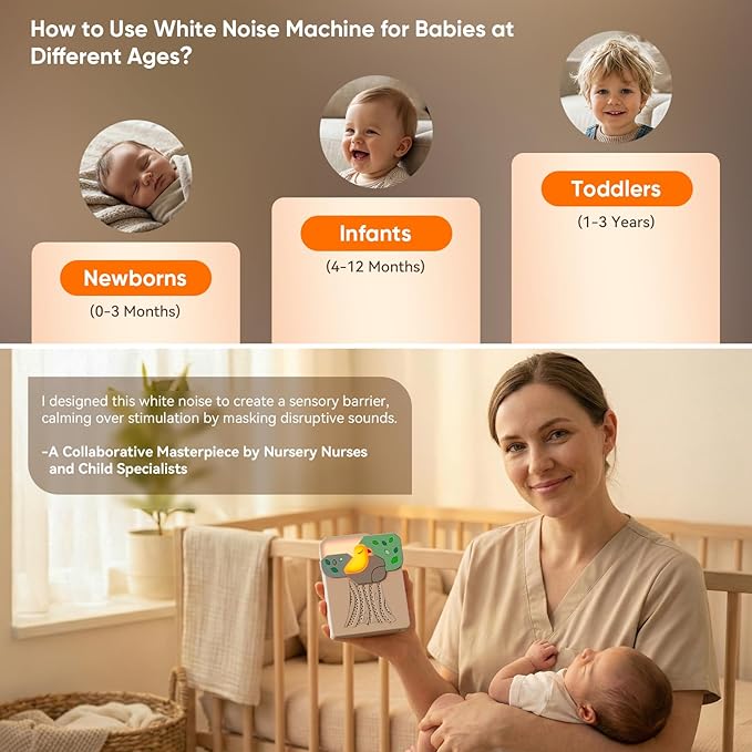 Sound Machine for Baby Soother,AI Cry Detection & Auto-Soothing,Parent-Voice Comfort,13 Soothing White Noise Machine,Record,Timer and Night Light, Ideal for Newborns,Sleeping Soother, Meditation