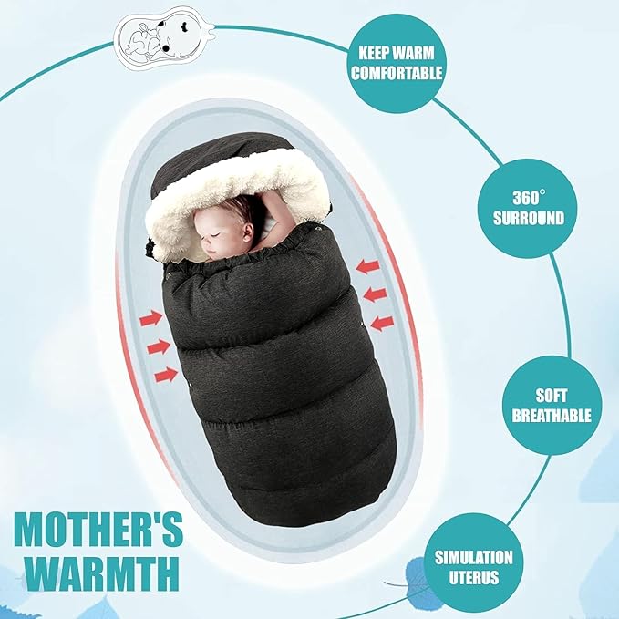 Waterproof &Thicken Universal Stroller Blanket for Babies,Toddler's Stroller Sleeping Bag & Footmuff & Bunting & Cover for Autumn Winter (Blue)