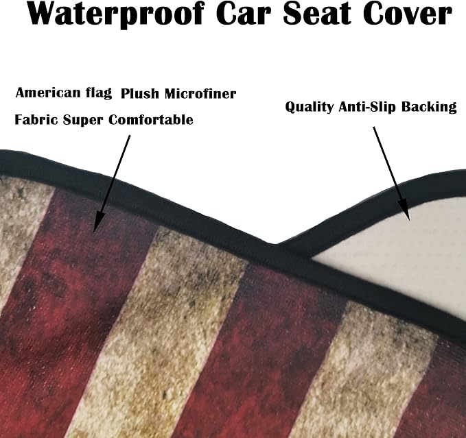 LoyaGour Car Seat Cover Protector Front Seats,for Gym Workout,Running,Swimming,Beach and Hiking,Waterproof Sweat Towel Bucket Seat Covers for Cars SUV Trucks (American Flag, 1Pcs)