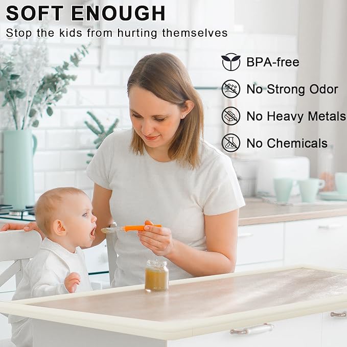 Baby Proof Corners and Edges Protector 18ft (Large 15ft Edge+8 Corner Guard), Fireplace Baby Proofing Bumper, Heavy-Duty Soft NBR Foam Edge Corner Protector for Furniture Table, Childsafe/Pre-Taped