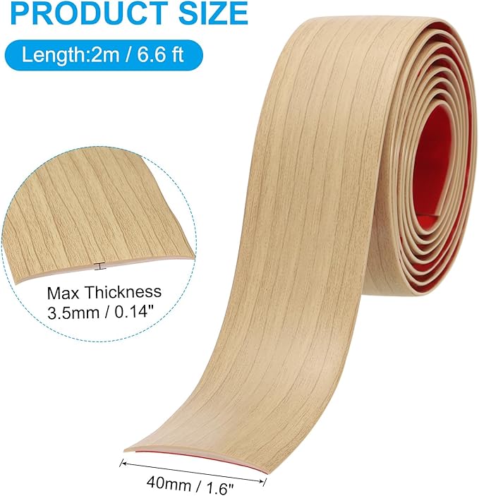 PATIKIL Self Adhesive Floor Transition Strip 1.6 in x 6.6 Ft, Vinyl Laminate Floor Flat Divider for Joining Floor Gaps Doorways Carpet Cover Floor Tiles Oak