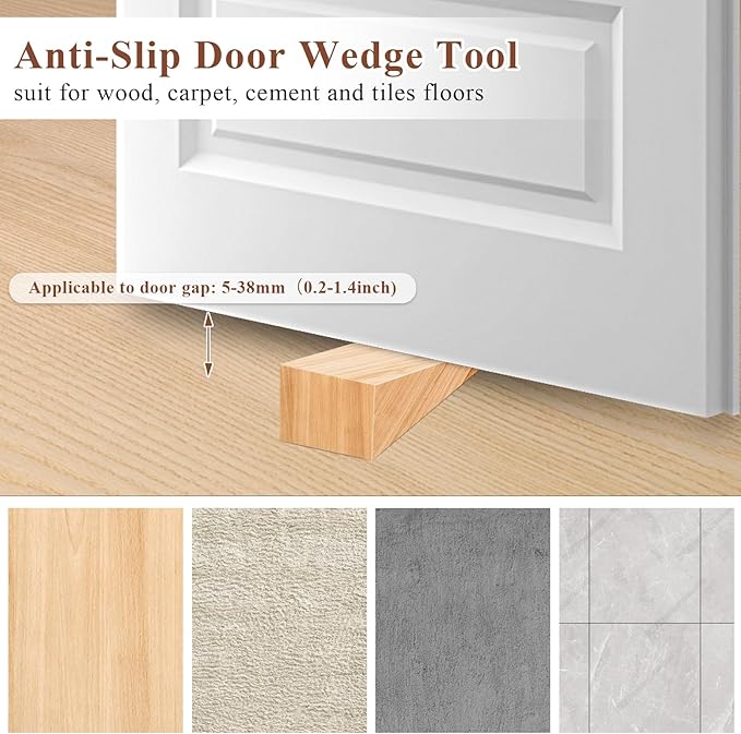 20 Pack Wooden Wedges for Chair Caning Supplies, Non Slip Wood Door Stopper, Triangle Wood Block for Chair Caning Door Stop, Large