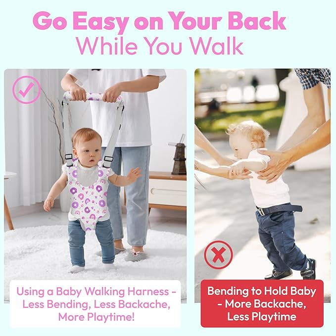 Watolt Baby Walking Harness - Handheld Kids Walker Helper - Toddler Infant Walker Harness Assistant Belt - Child Baby Walk Learning Help Support Assist Trainer Tool - for 7-24 Month Old (Donuts)