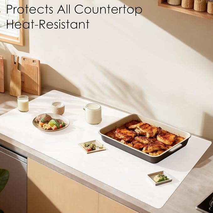 Extra Large Silicone Mat for Kitchen Counter 39.4"x23.6" Silicone Table Mat for Resin Workbench Mat Heat Resistant Mat Coffee Bar Mats, Translucent Thick 2mm Extra Large Quartz Countertop Protector