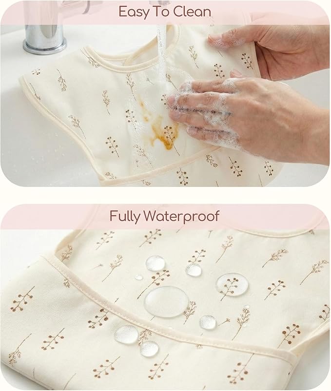 3-Pack Waterproof Baby Bibs for Eating - Mess Proof Lightweight Toddler Feeding Bibs with Large Food Catcher