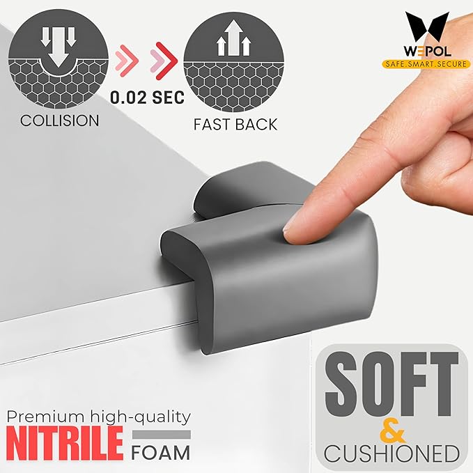 Soft Foam Corner Protectors for Baby, Bed Frame Corner Guards, Sharp Edge Desk Furniture Safety Cover Bumpers for Kids, 3M Adhesive Pre-Taped Rubber Padding Cushion (Black, 12 Pack)