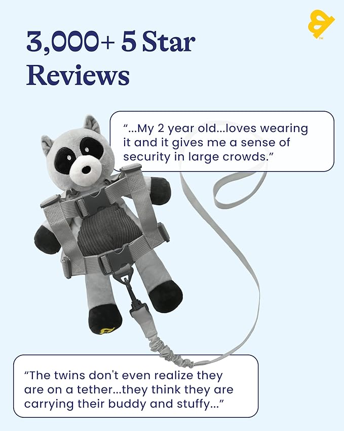 GoldBug Toddler Safety Harness & Leash - Raccoon
